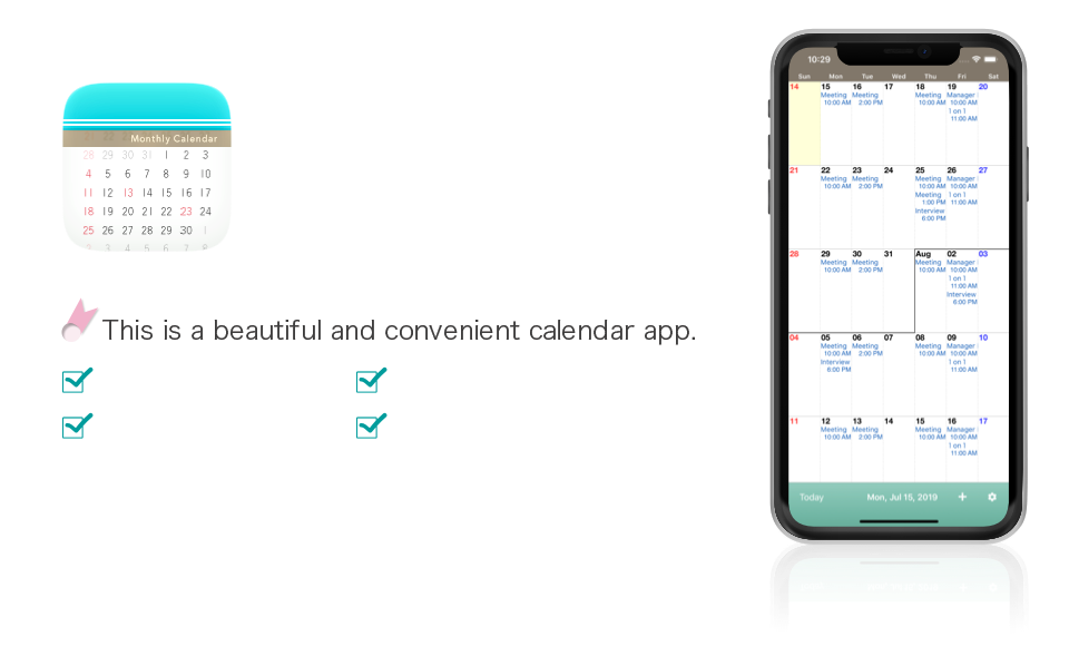 Calendar which specializes in Month view. Moca / iPhone Application
